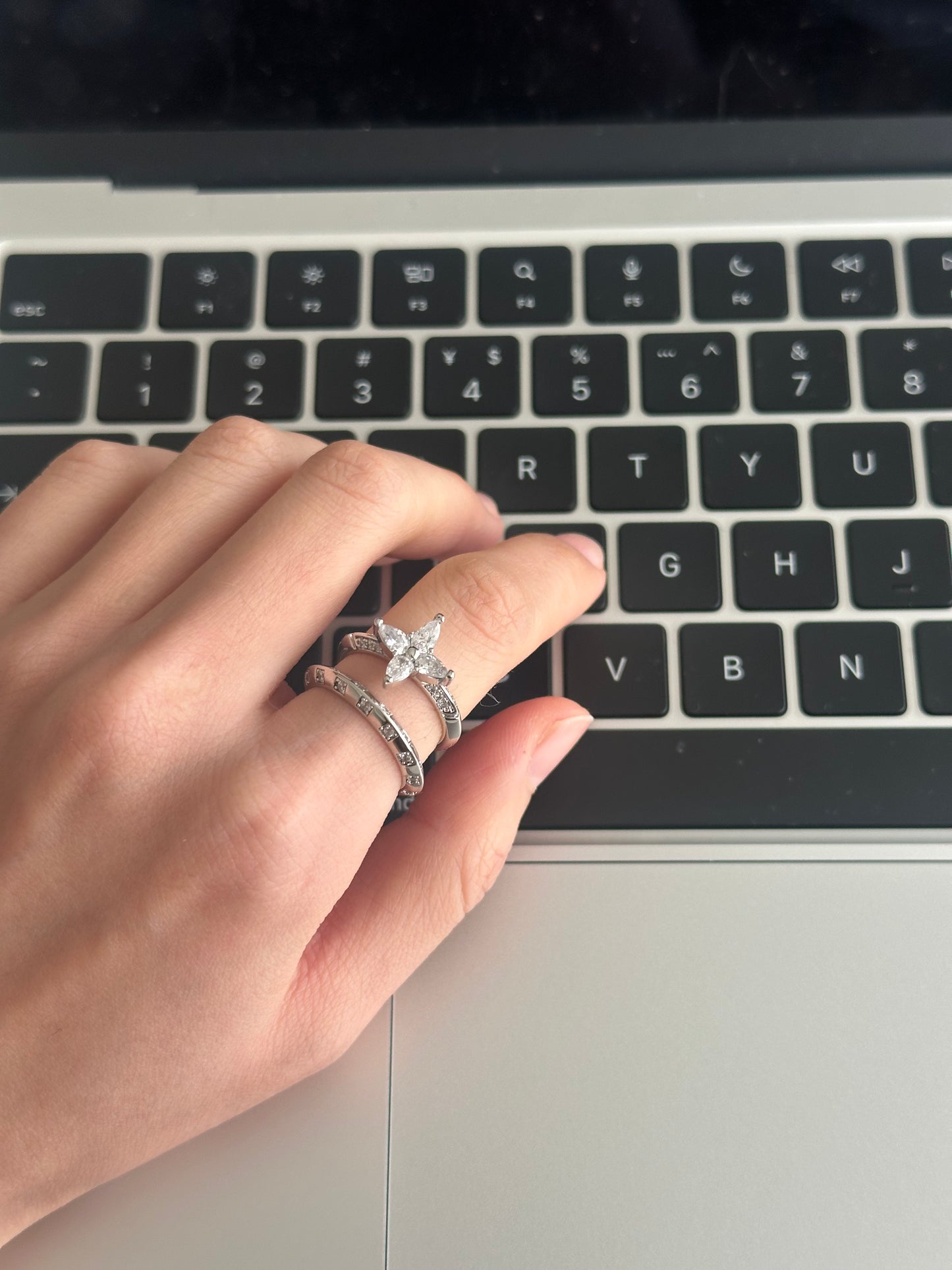 Golden Bloom Stack Ring Set-18K Gold Plated