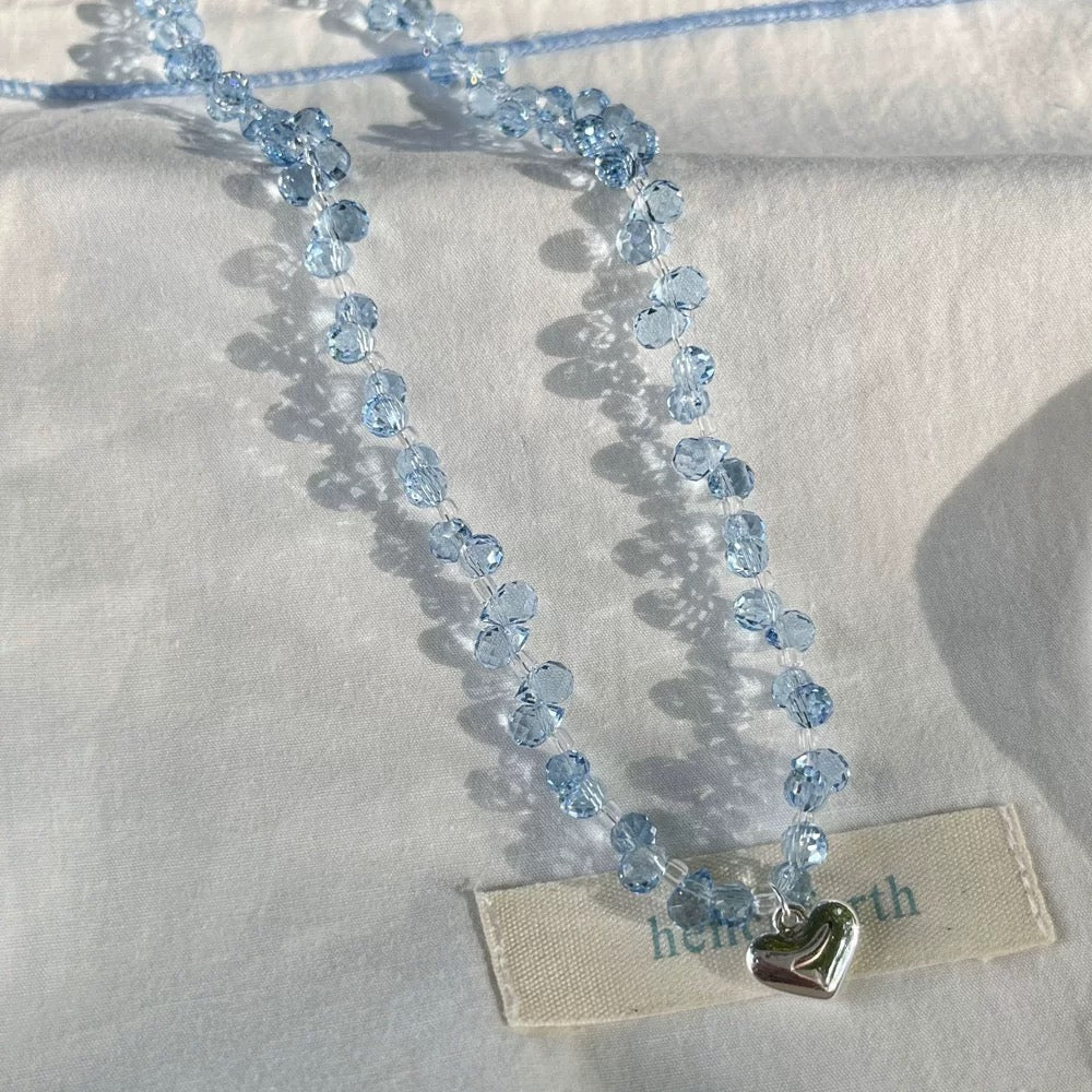 Sky Blue Crystal Heart Choker