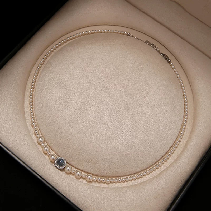 Vintage Blue Pearl Pendant Necklace