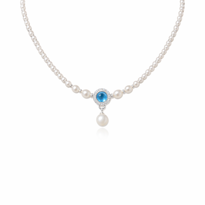 Vintage Blue Pearl Pendant Necklace