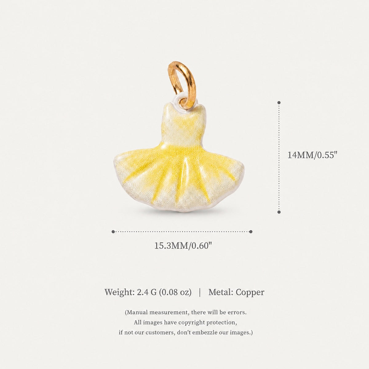 Ballet Story Copper Charm Collection - Yellow Tutu Dress