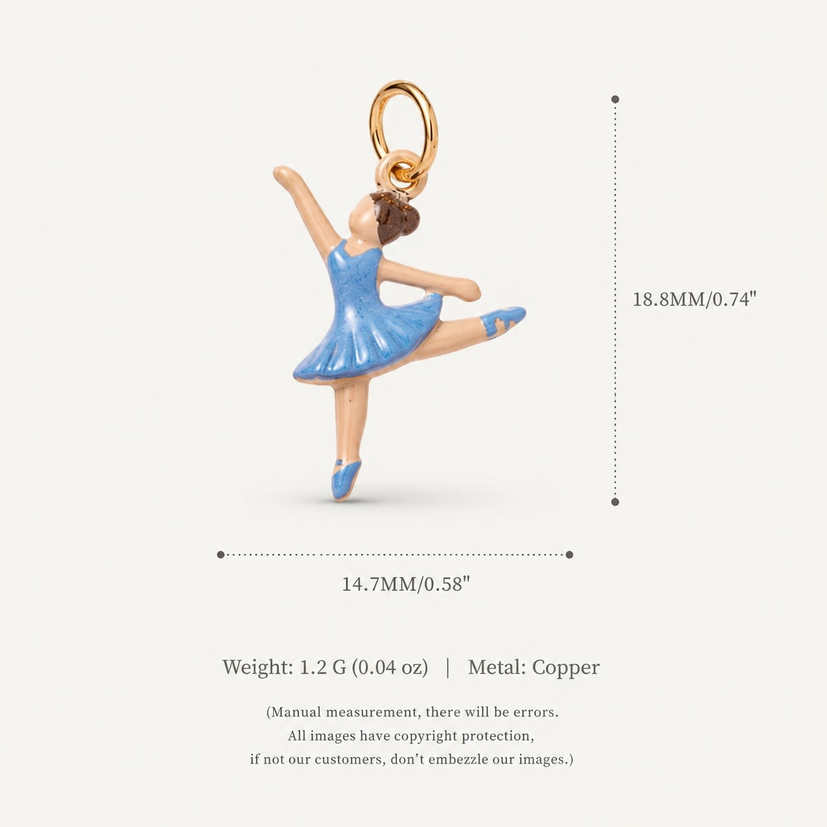 Ballet Story Copper Charm Collection - Blue Leaping Ballerina