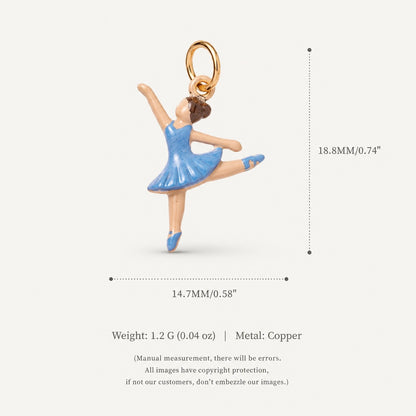 Ballet Story Copper Charm Collection - Blue Leaping Ballerina