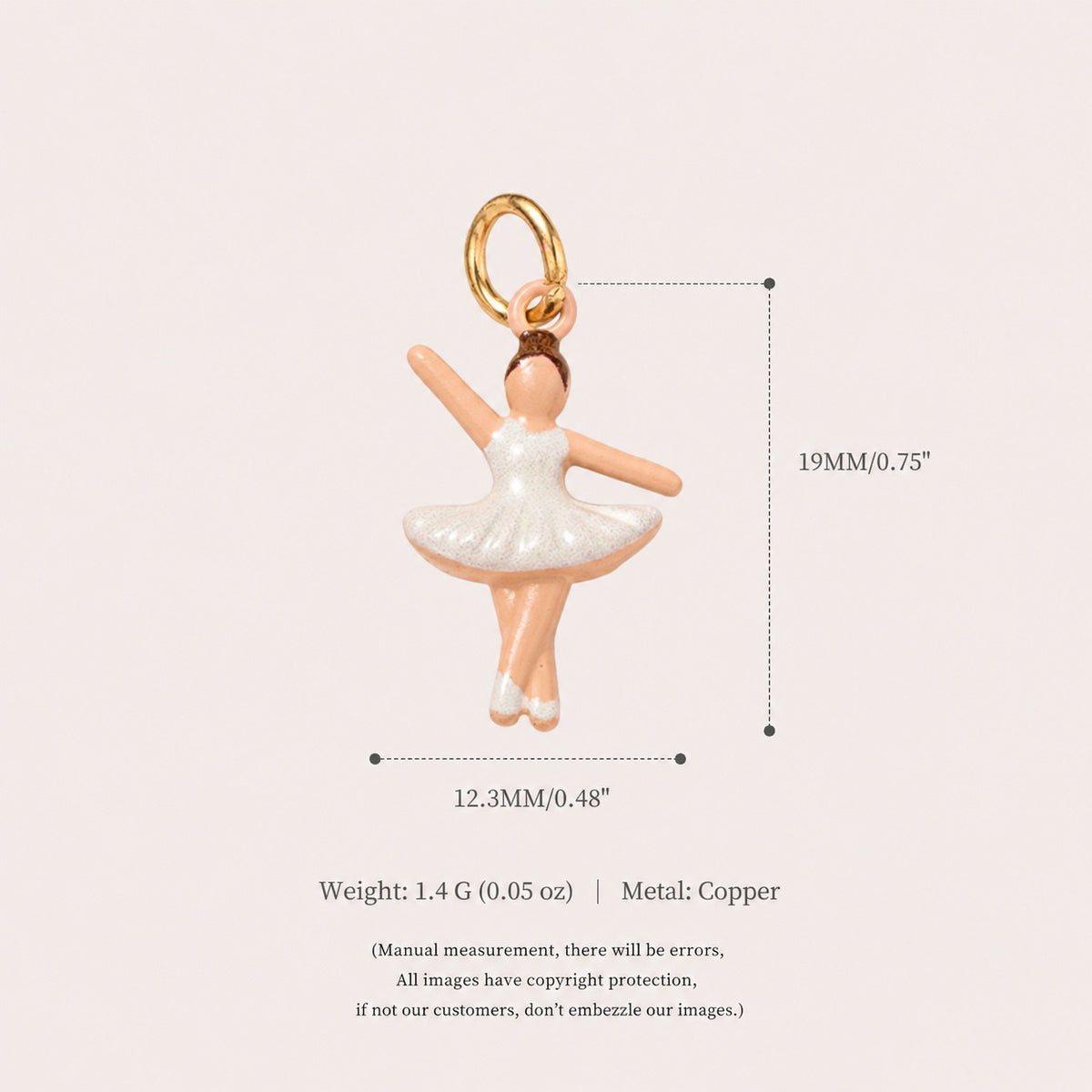 Ballet Story Copper Charm Collection - White Ballerina