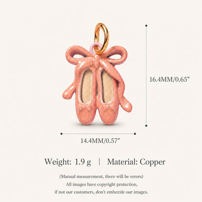 Ballet Story Copper Charm Collection - Pink Bow Ballet Slippers