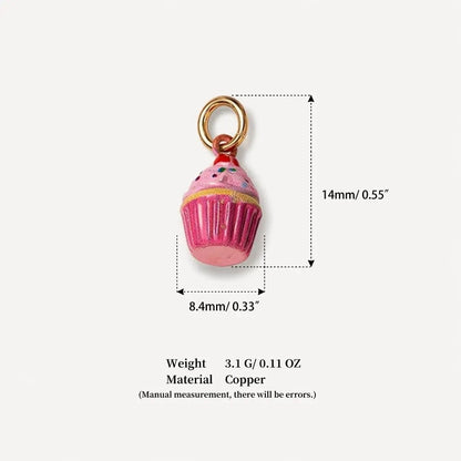 Sweet Treats & Kawaii Copper Charm Collection - Confetti Chocolate Cupcake