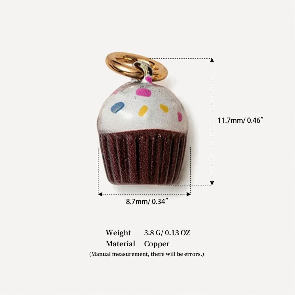 Sweet Treats & Kawaii Copper Charm Collection - Blue Strawberry Cupcake