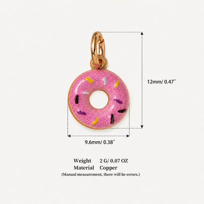 Sweet Treats & Kawaii Copper Charm Collection - Pink Sprinkle Donut