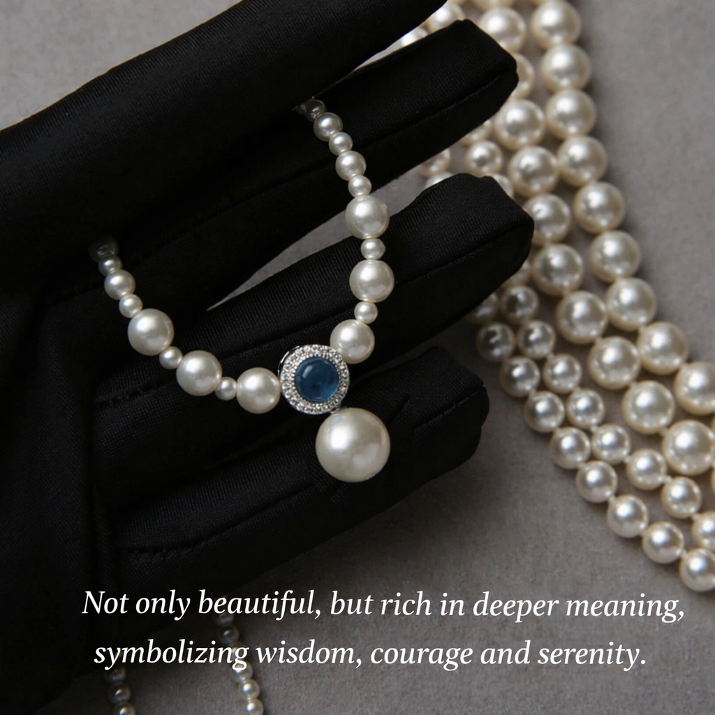 Vintage Blue Pearl Pendant Necklace
