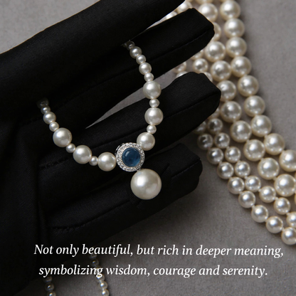 Vintage Blue Pearl Pendant Necklace