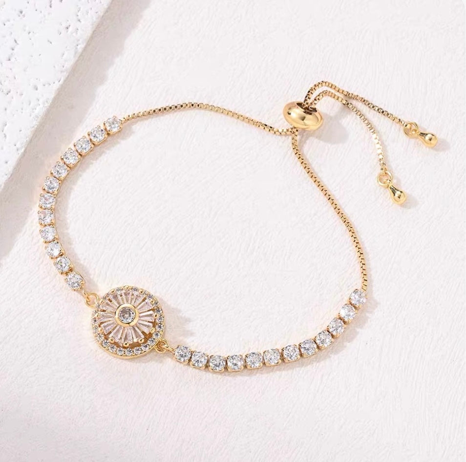 Glistening Halo Spinner Tennis Bracelet | Radiant Copper & Zircon