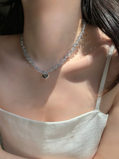 Sky Blue Crystal Heart Choker