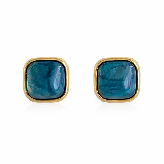 Blue Tide Square Stud Earrings