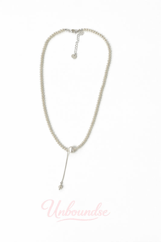 Brushed Pearl Drop Necklace