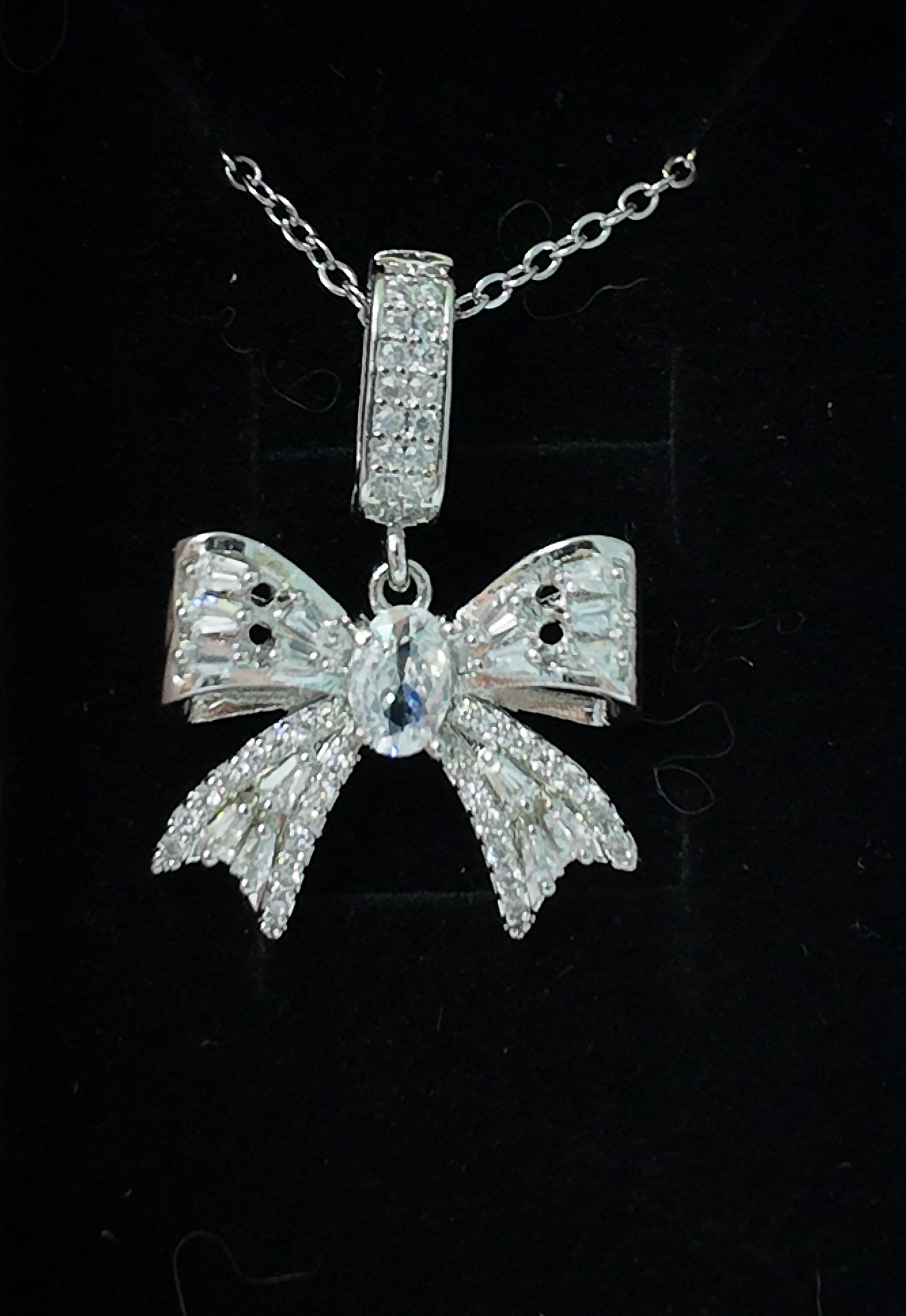 Coquette Crystal Ribbon Necklace | Luxe Stainless Steel Bow Pendant