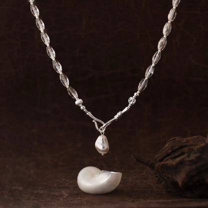 Transparent Glass Pearl Drop Necklace