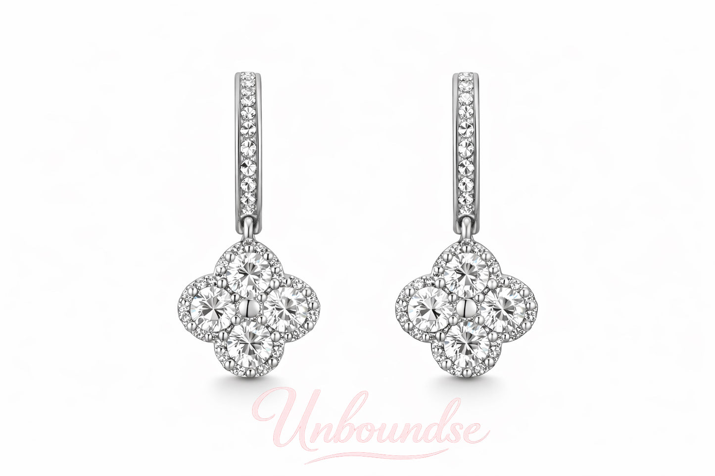 Funkelnde Kleeblatt-Ohrhänger mit 925er Silbersteckern