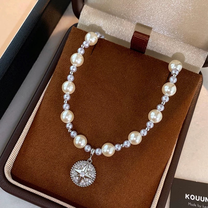 Vintage-Armband mit Kompassanhänger – 925er Silberplattiert