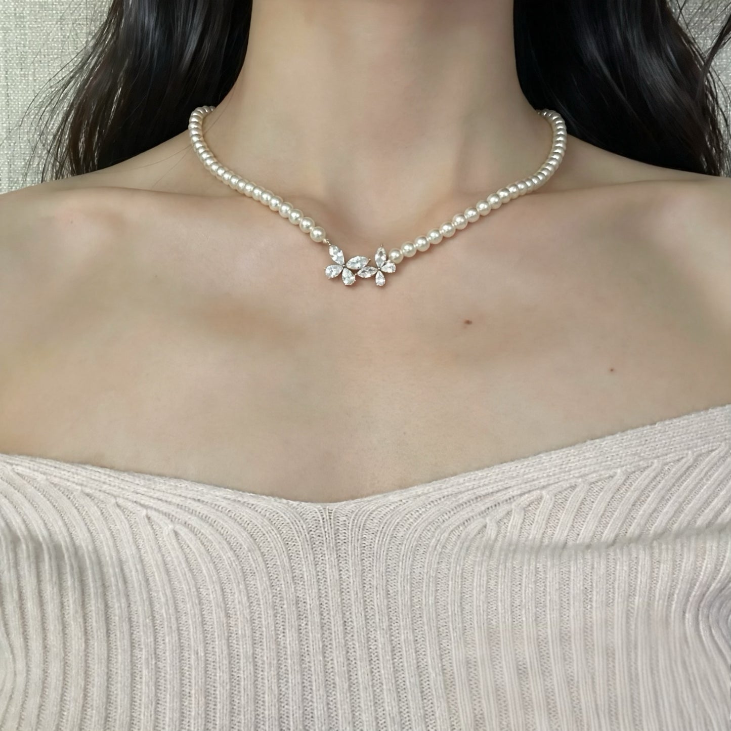 Floral Pearl Statement Necklace