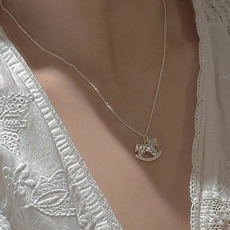Silver Rocking Horse Necklace