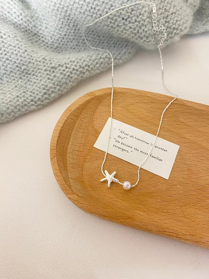 Silver Star Pearl Necklace