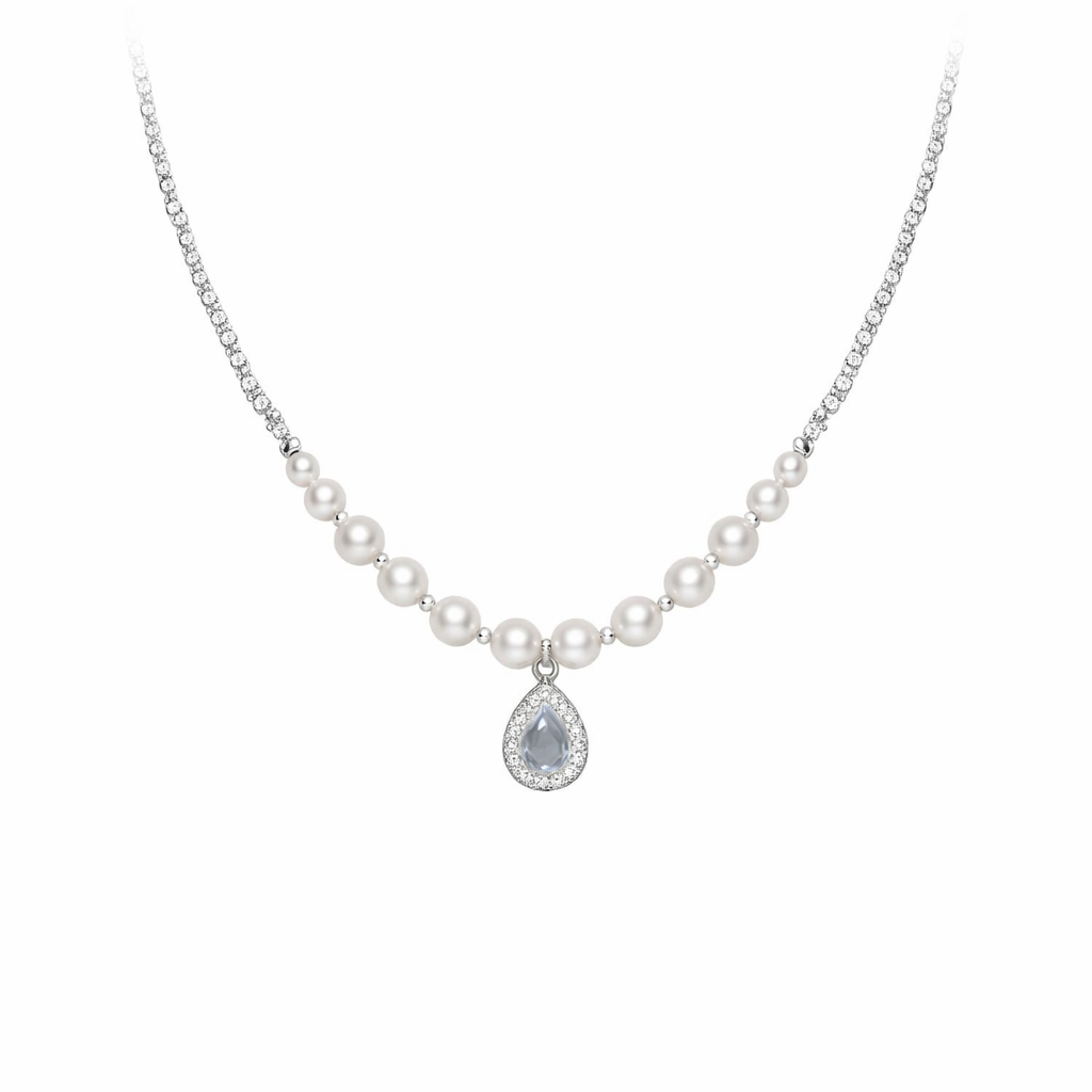 Sea Blue Pearl Pendant Necklace