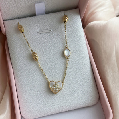 Herzförmige Muschelkette, 18 Karat vergoldet