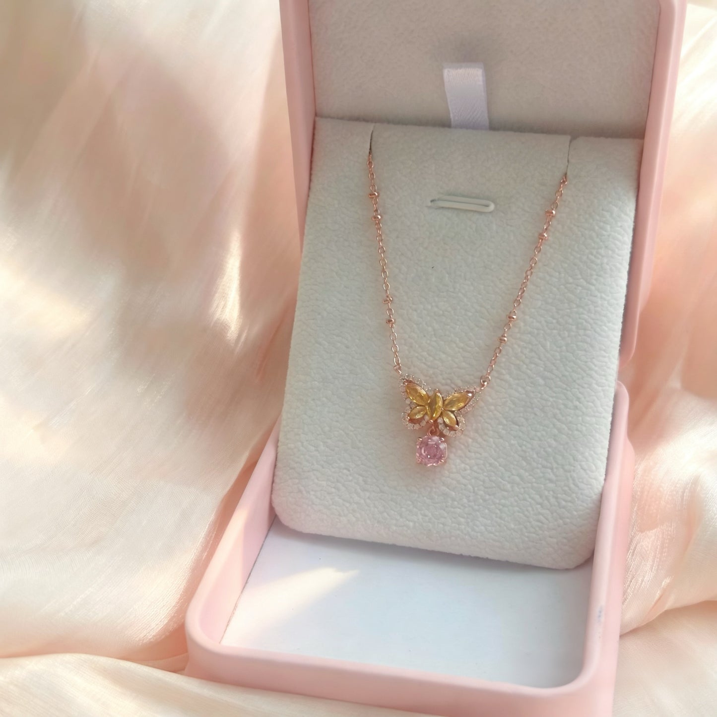 Rose Gold Butterfly Pendant Necklace