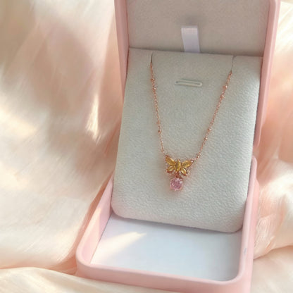 Rose Gold Butterfly Pendant Necklace