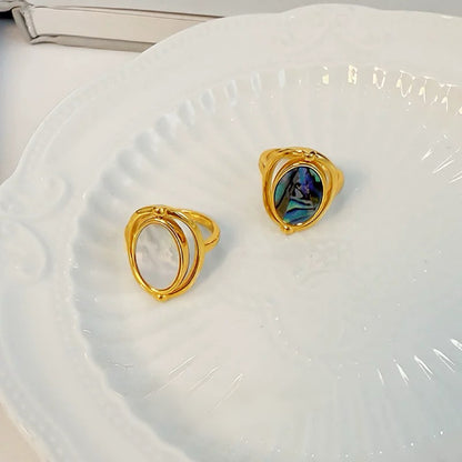 Reversible Mother-of-Pearl Adjustable Ring