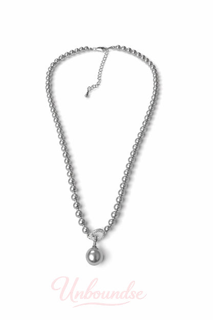 Halskette mit Anhänger aus grauer Perle in 925er Sterlingsilber