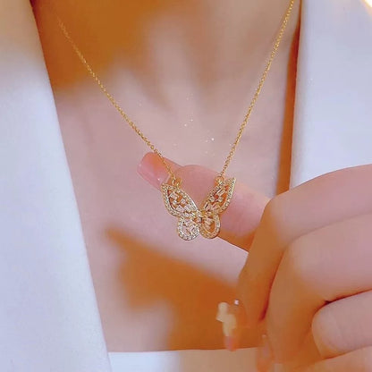 Glistening Filigree Butterfly Necklace | Luxe Stainless Steel Statement