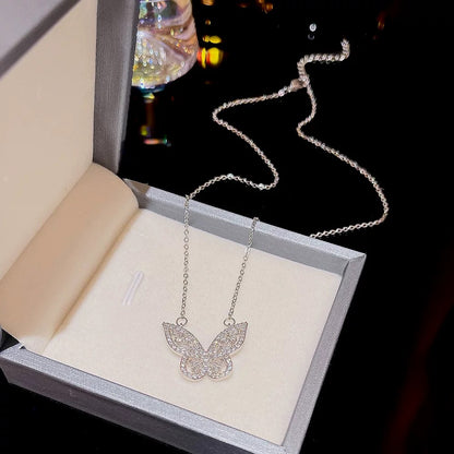 Glistening Filigree Butterfly Necklace | Luxe Stainless Steel Statement