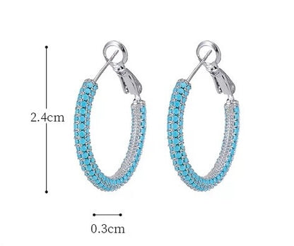 18K White Gold Plated Premium Brass | Full Pave Zirconia Huggies