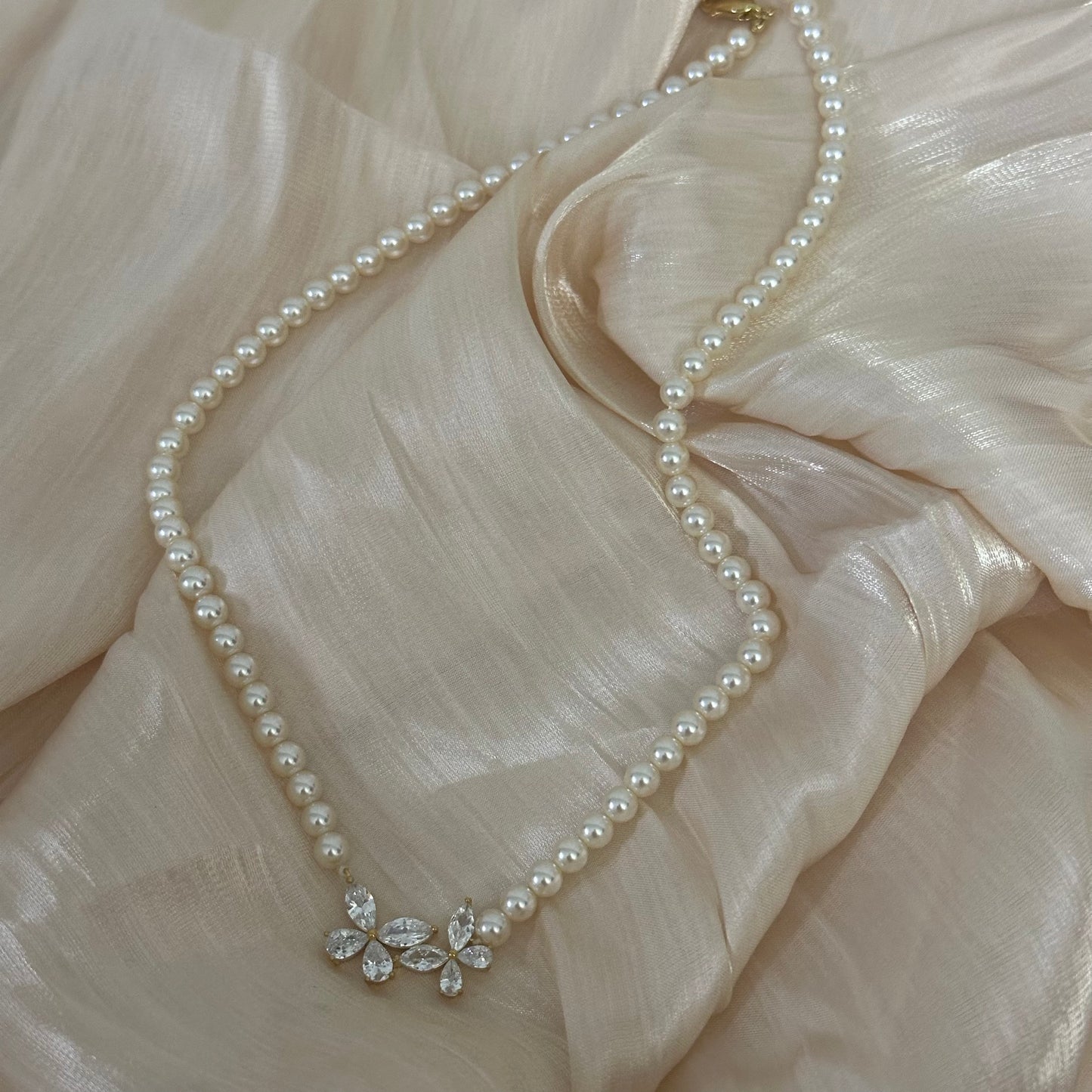 Floral Pearl Statement Necklace