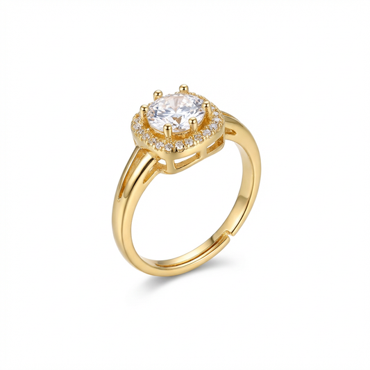 Dainty Round Halo Adjustable Ring(Adjustable Ring)
