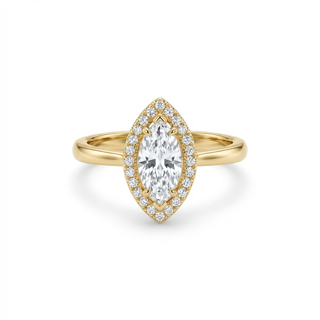 Dainty Marquise Cut Halo Ring(Adjustable Ring)