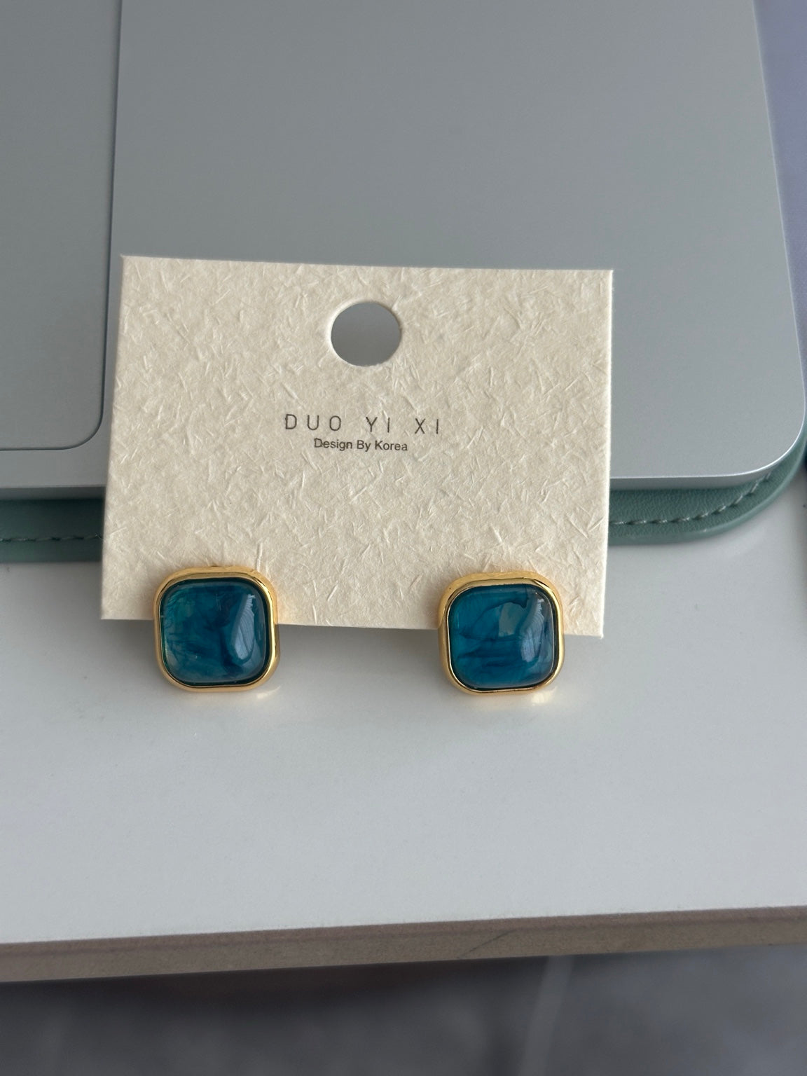 Blue Tide Square Stud Earrings