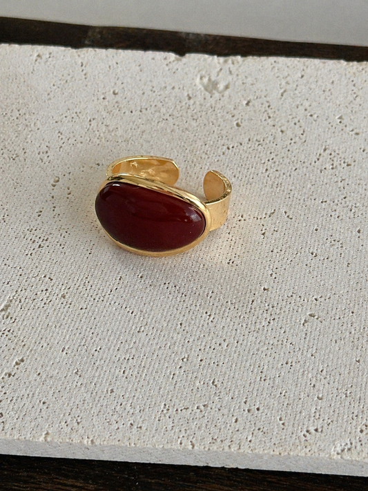 Deep Red Stone Open Ring