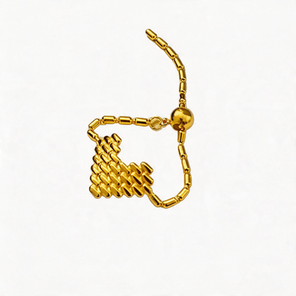 Golden Woven Heart Open Ring