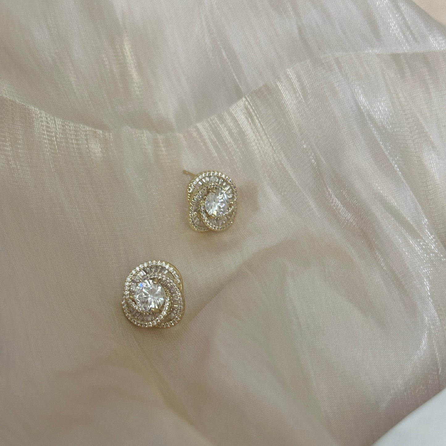 18K Gold Plated Halo Stud Earrings