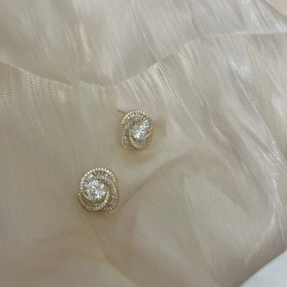 18K Gold Plated Halo Stud Earrings