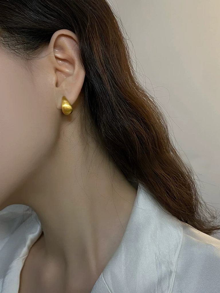 Golden Teardrop Stud Earrings