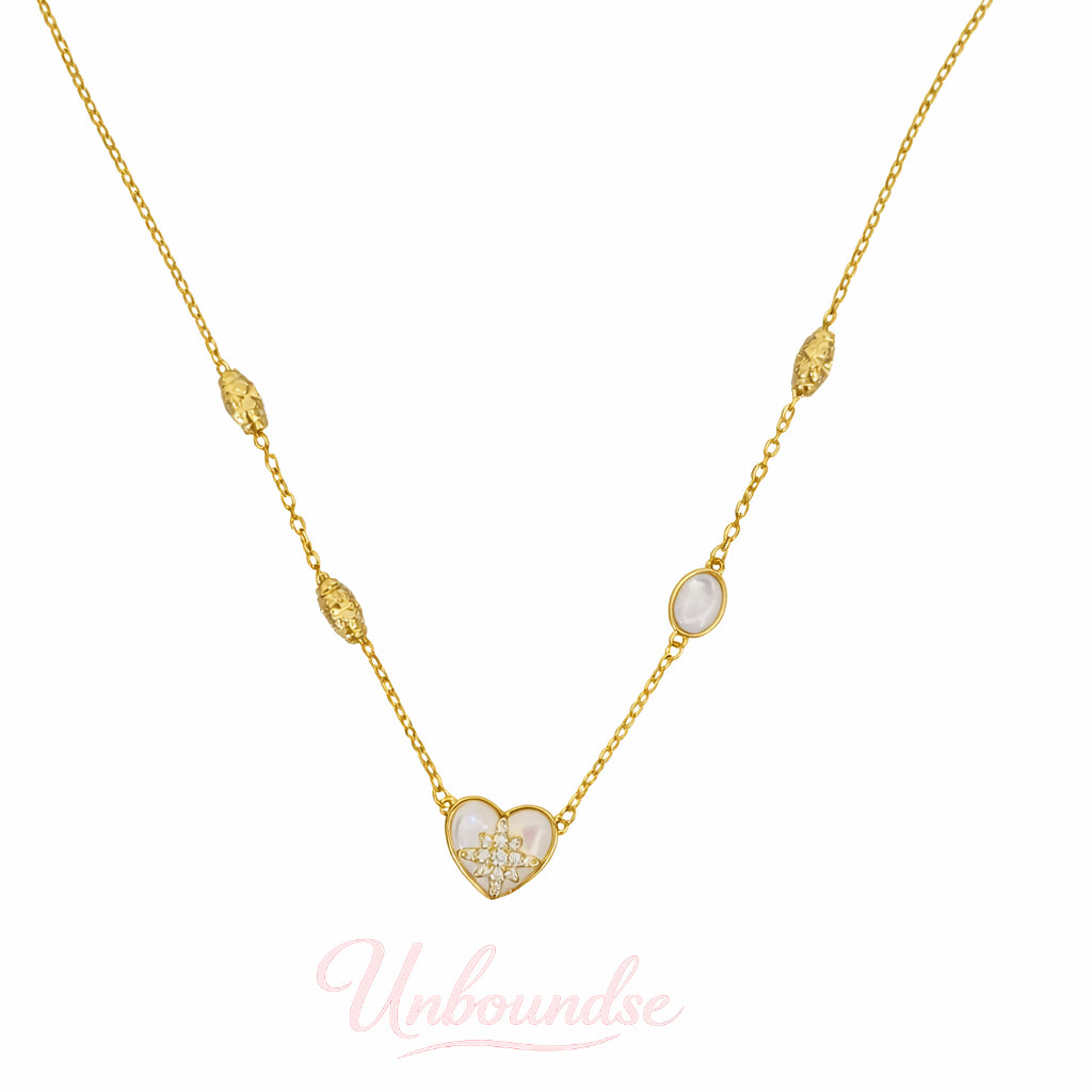 Herzförmige Muschelkette, 18 Karat vergoldet