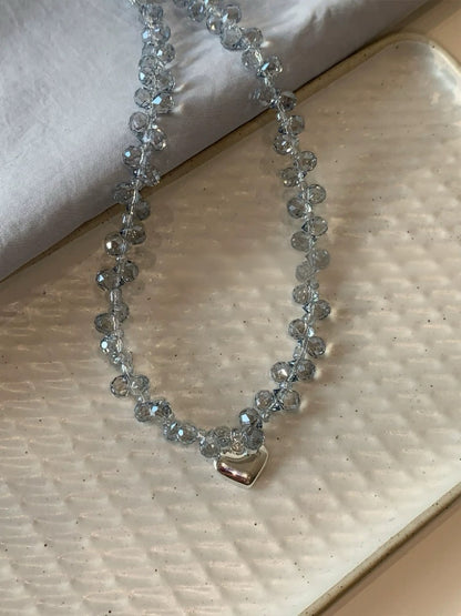Sky Blue Crystal Heart Choker