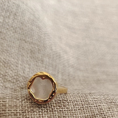 Irregular Mother of Pearl Adjustable Ring
