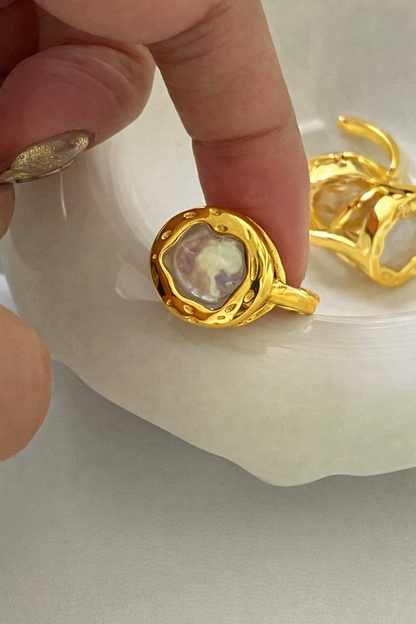 Irregular Mother of Pearl Adjustable Ring