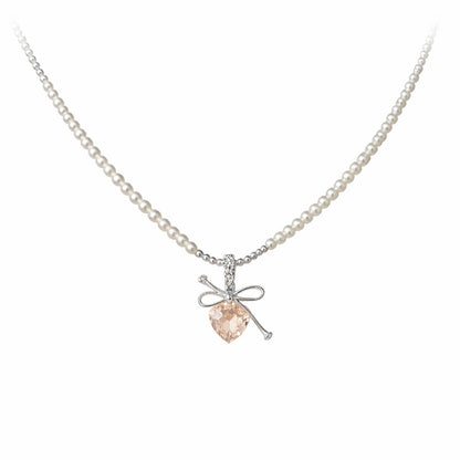 Ivory Pearl Bow Pendant Necklace