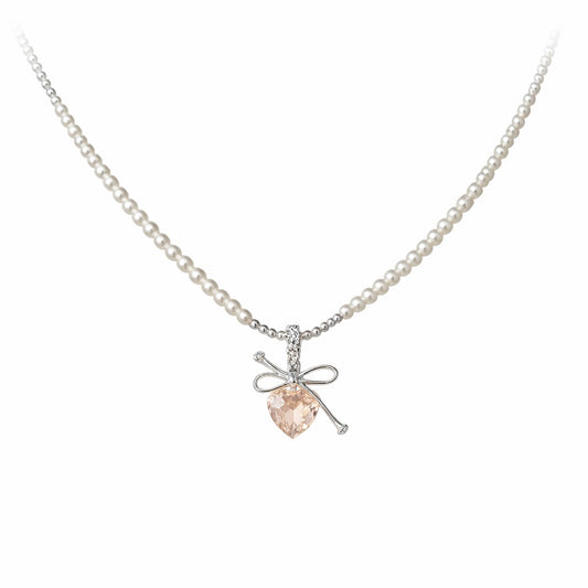 Ivory Pearl Bow Pendant Necklace