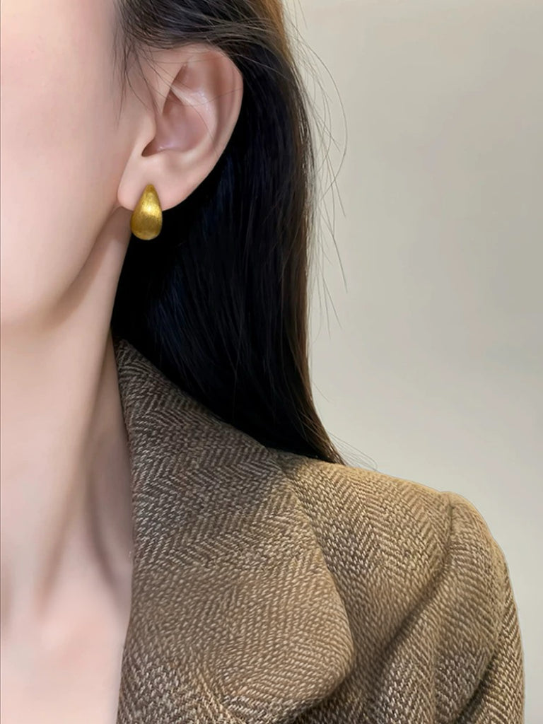 Golden Teardrop Stud Earrings